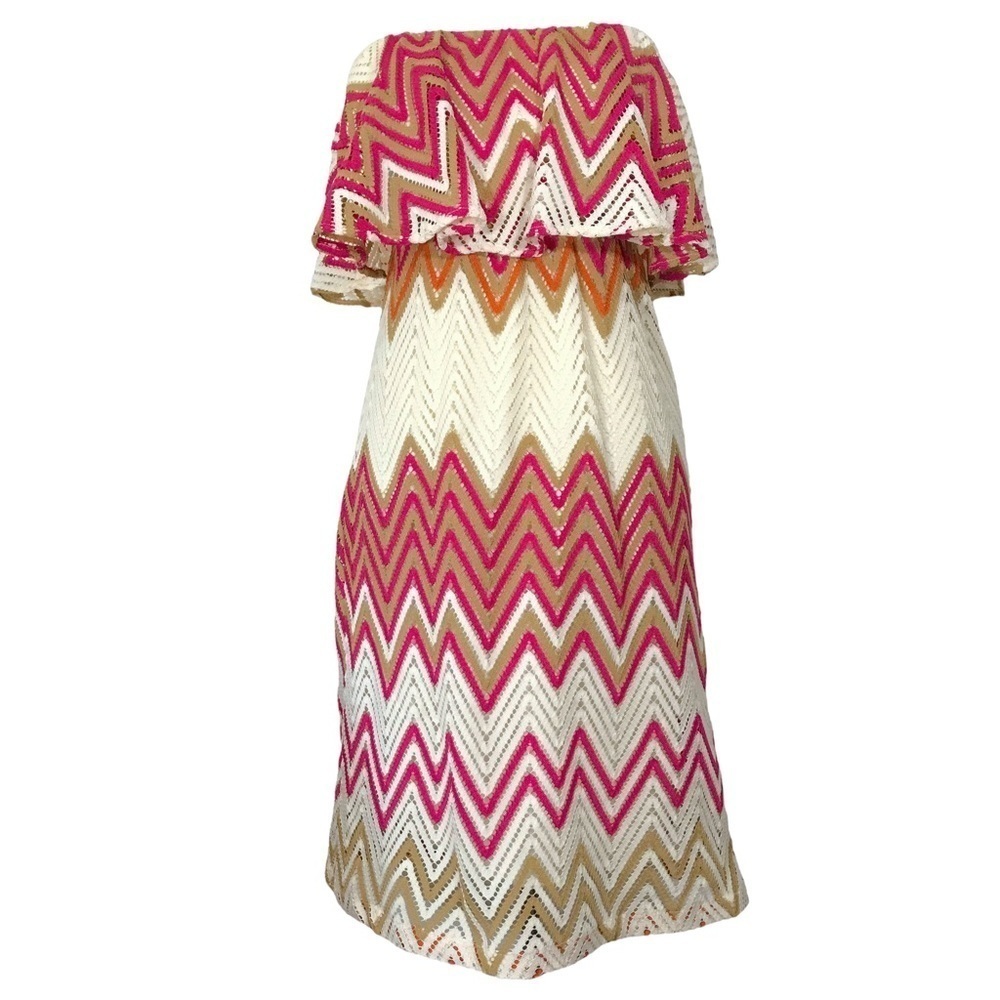 Anthropologie Judith March Chevron Eyelet Lace Strapless Dress Size Small